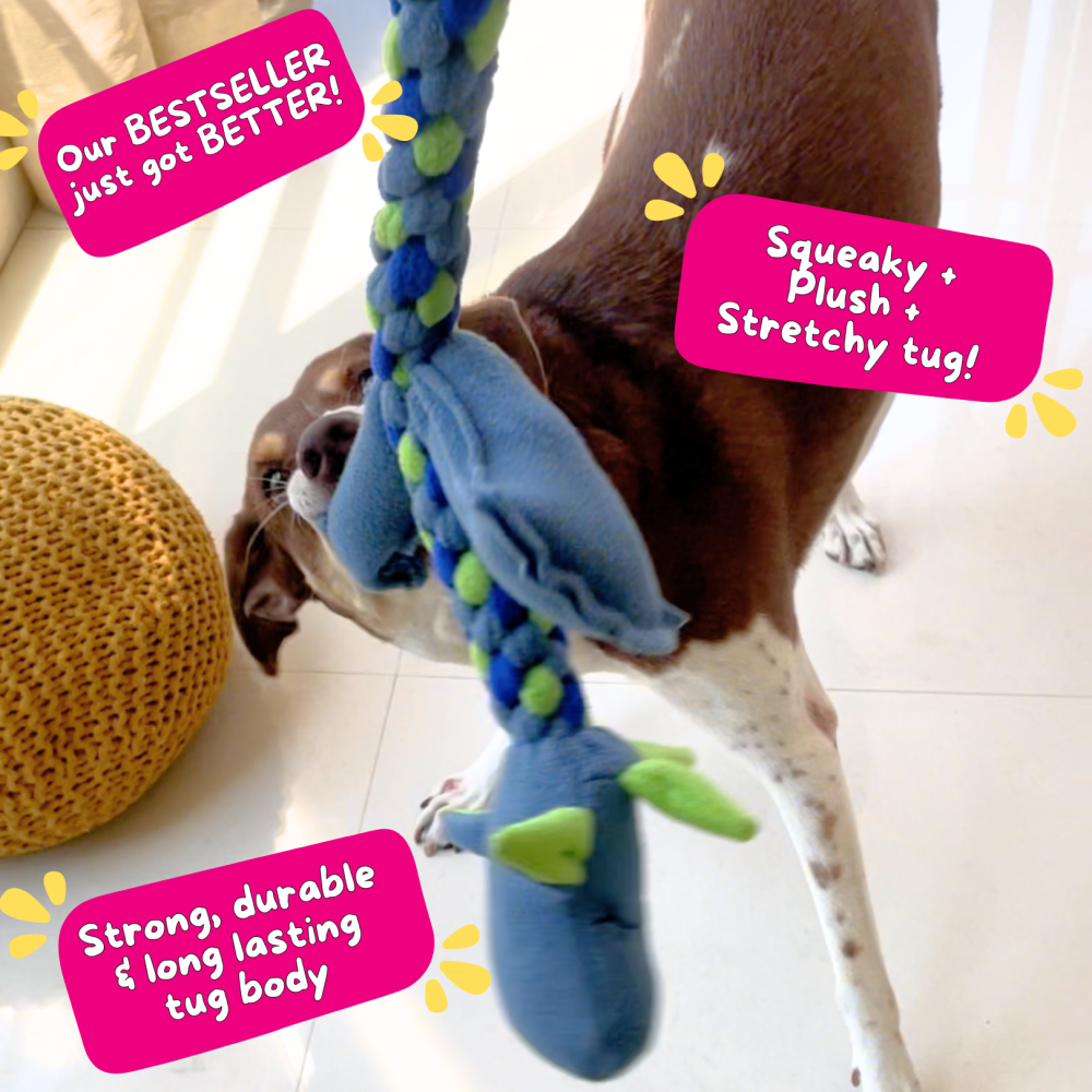 For The Love Of Dog Mrs Tugasaur Squeaky Toy for Dogs (Pink/Green/Grey) image 3