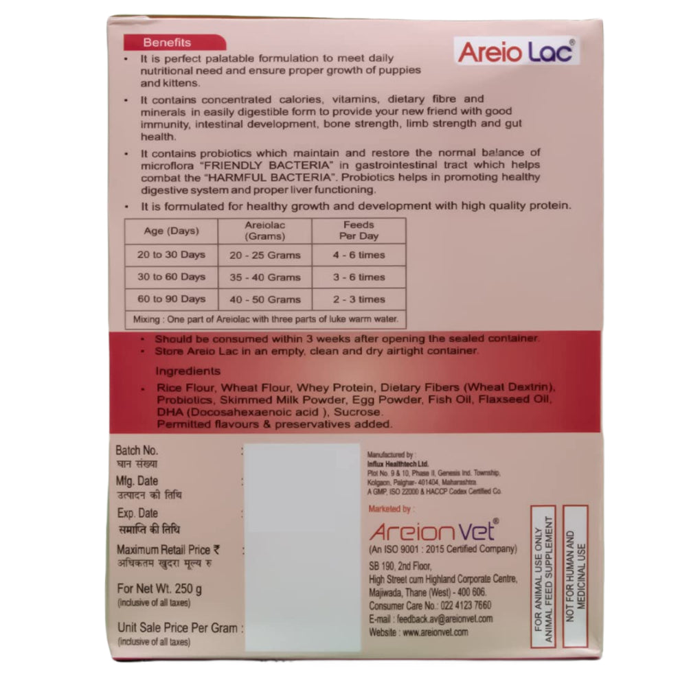 Areion Vet Areio Lac Weaning Supplement for Puppies and Kittens (milk replacer) image 2