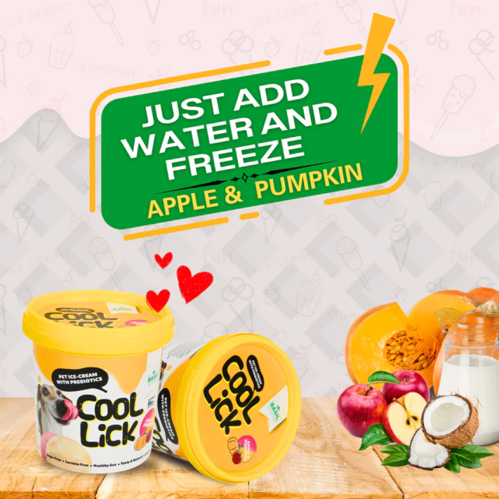 Basil Cool Lick Apple & Pumpkin with Added Prebiotics Ice Cream for Dogs image 5