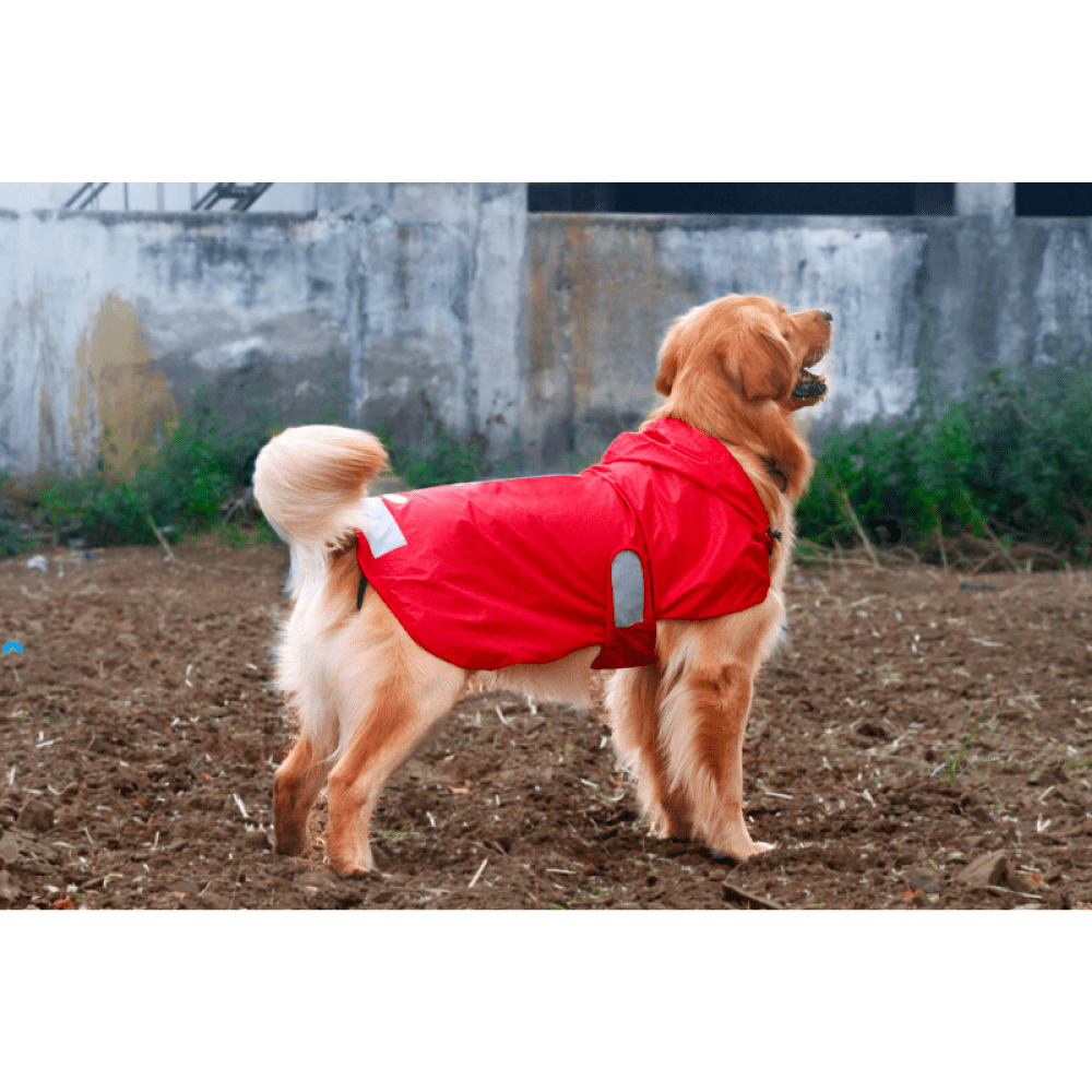 The Drizzle Deflector - Adjustable & Reflective Raincoat for Dogs by Lana Paws (Red Solid) image 3