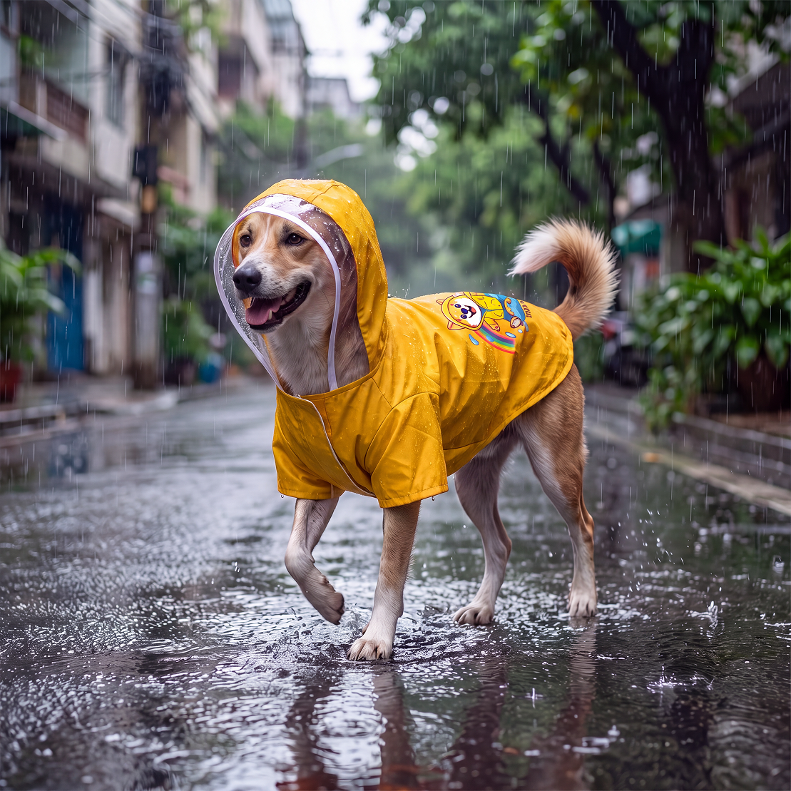 Pets Way Mistiq Yellow Monsoon Fun Raincoat for Dogs image 2