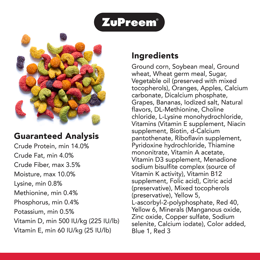 ZuPreem FruitBlend Flavor with Natural Flavors Avian Diets Medium & Large Bird Food image 3