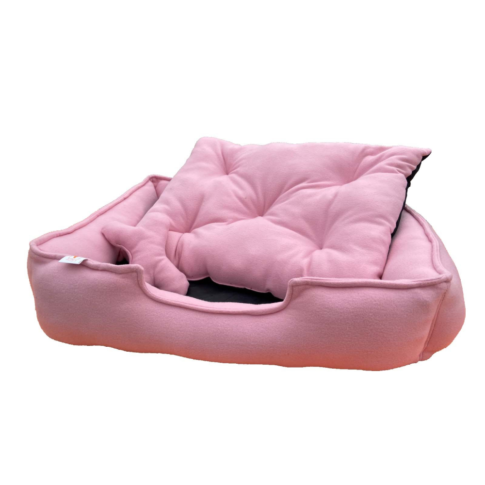 Fluffy's Luxurious Reversible Polyester Filled Bed for Dogs and Cats (Pink) image 3