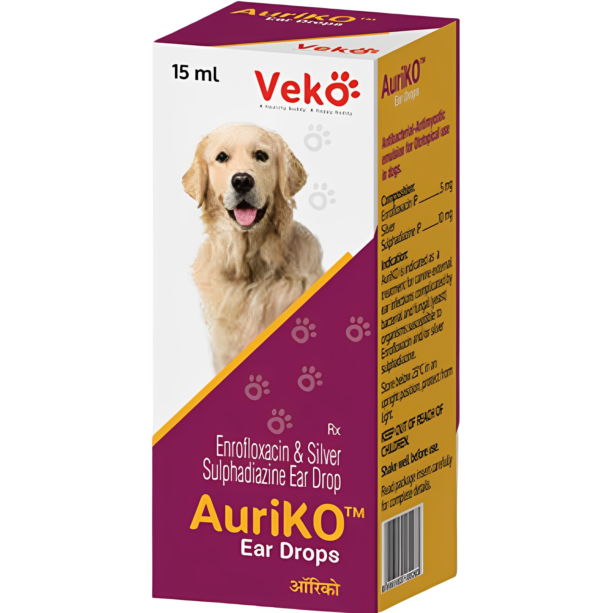 Veko Auriko (Enrofloxacin Sulphadiazine) Ear Drops for Dogs and Cats (15ml) image 2