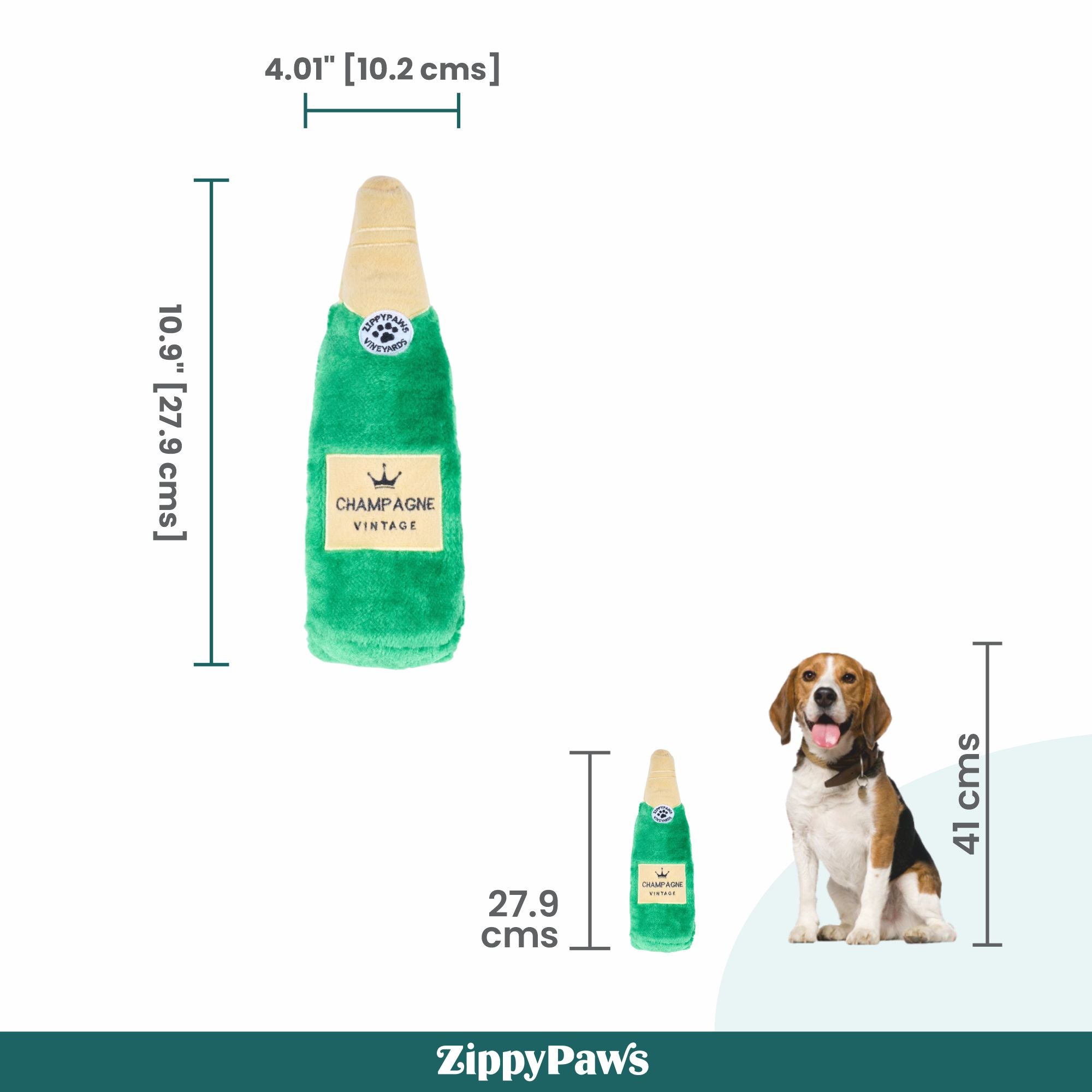 Zippy Paws Happy Hour Champagne Crusherz Plush Toy for Dogs image 3