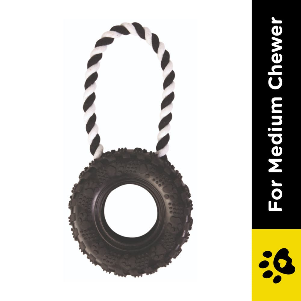 Trixie Tire on a Rope Toy for Dogs | For Medium Chewers (Black) image 2