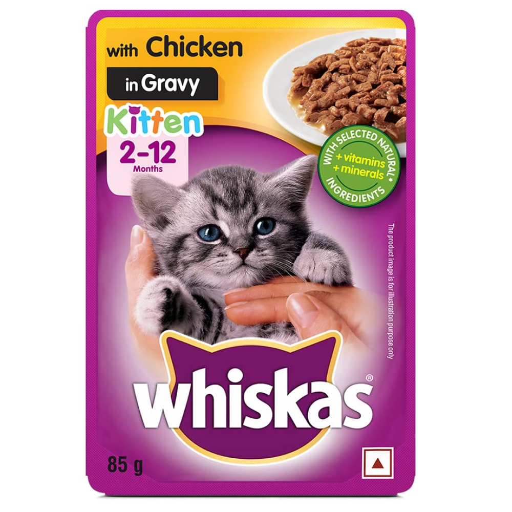 Whiskas Chicken in Gravy Meal Kitten Wet Food and Ocean Fish Kitten Dry Food Combo image 4
