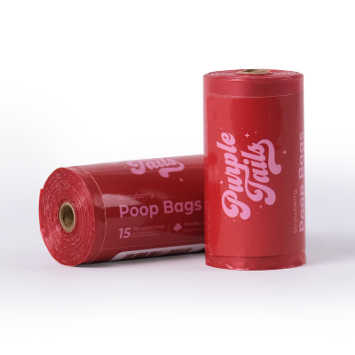 Purple Tails Poop Bags Strawberry Scented for Dogs (Red) image 5