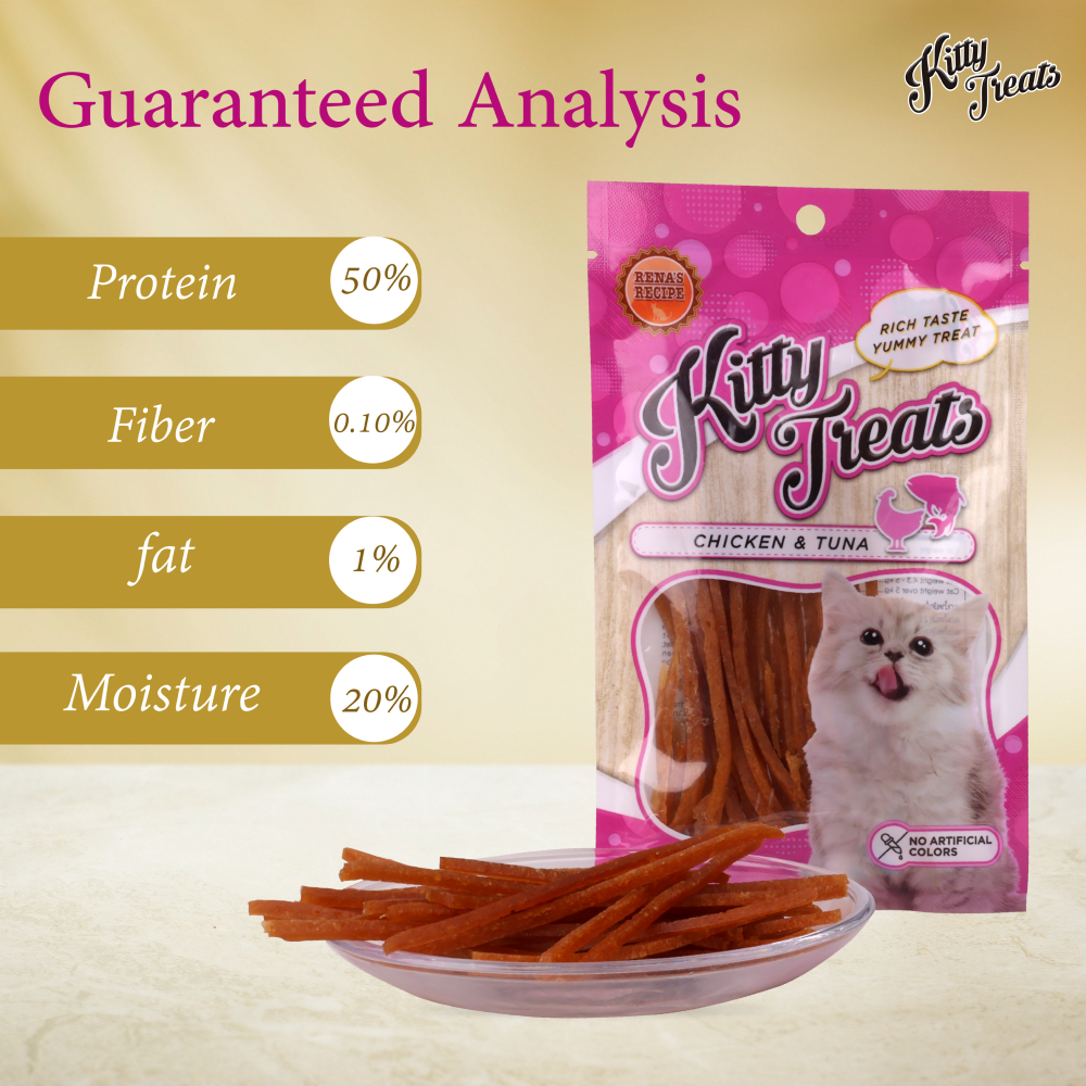 Kitty Treats Soft Chicken Jerky Sliced and Chicken & Tuna Cat Treats Combo image 9