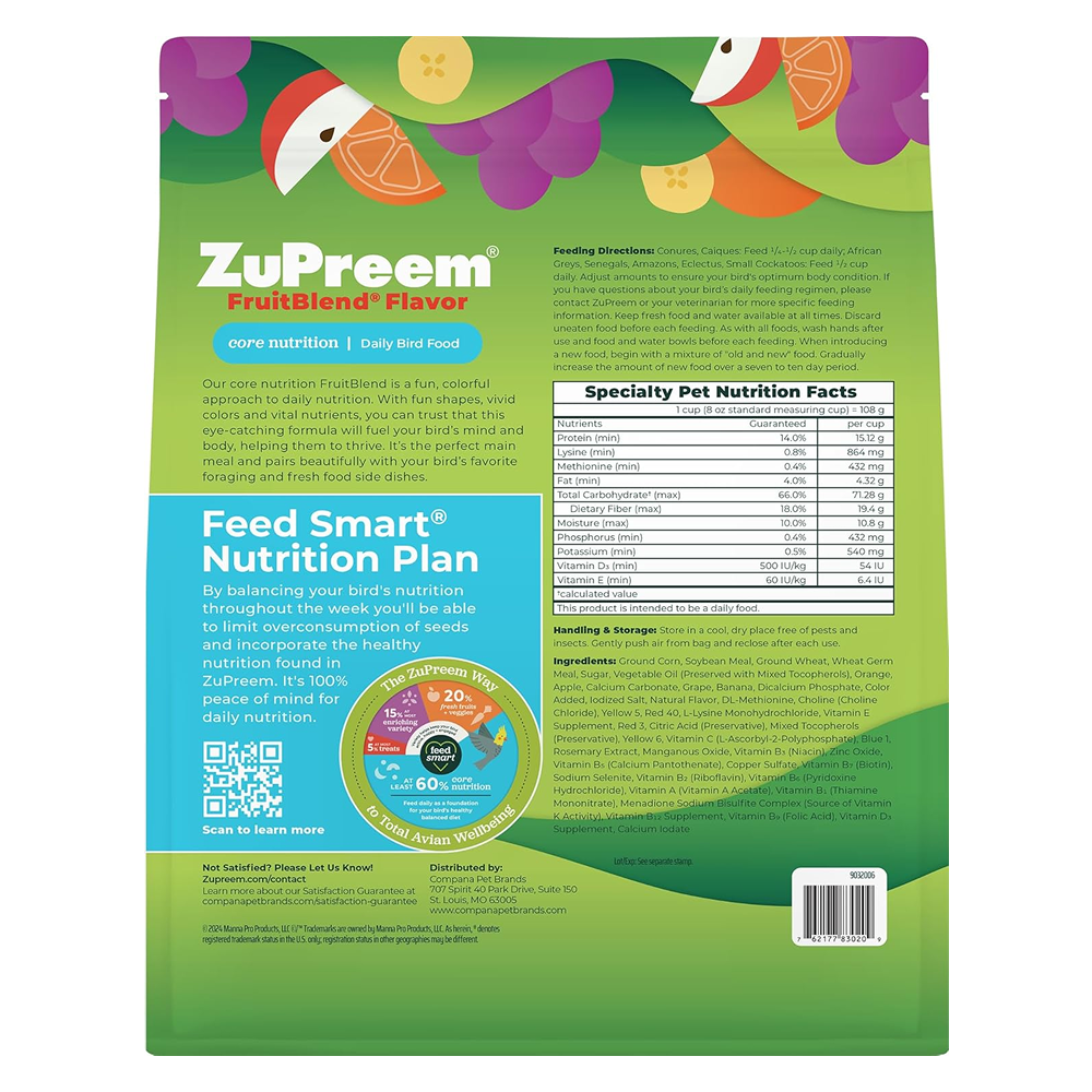 ZuPreem FruitBlend Flavor with Natural Flavors Avian Diets Large Bird Food image 6