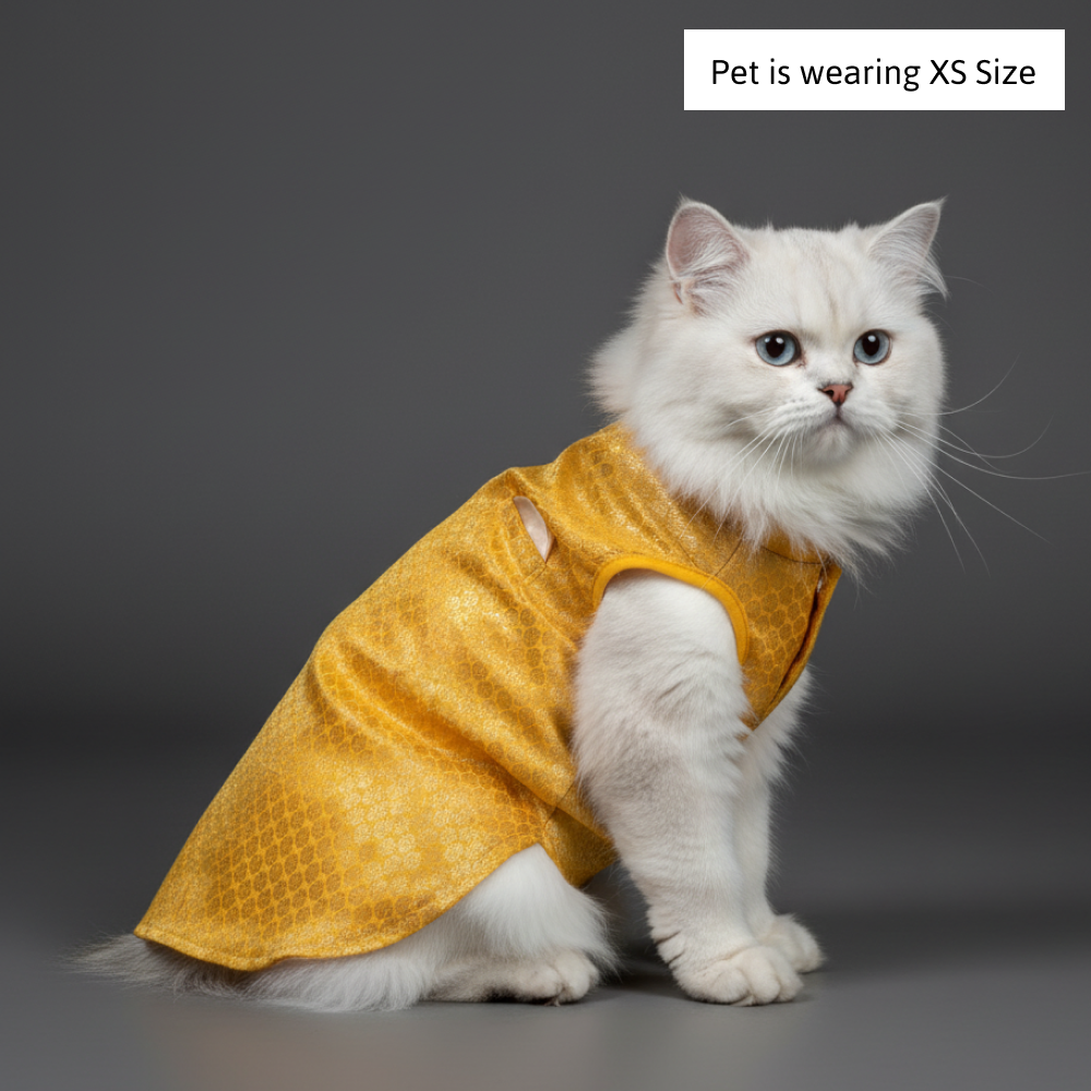 Skatrs Brocade Gold Printed Sherwani for Dogs and Cats (Yellow) image 6
