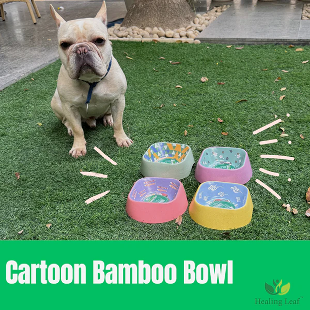Healing Leaf Eco Friendly Bamboo Bowl for Dogs and Cats (Purple) image 6