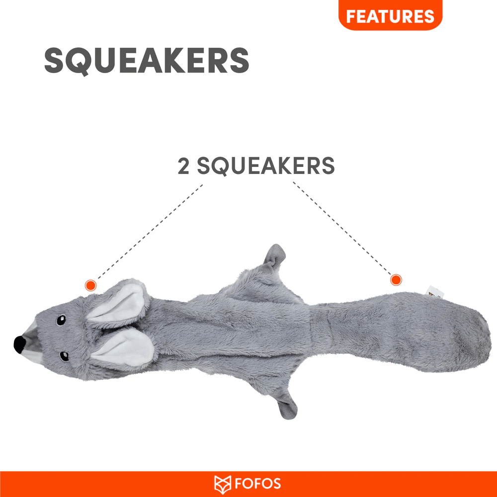 Barkbutler x Fofos Skinneez Rabbit Interactive Squeaky Toy for Dogs (Grey) image 7