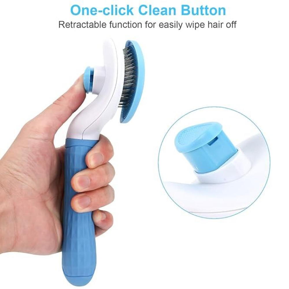 Chullbull Self Cleaning Oval Pin Slicker Brush for Dogs and Cats (Blue) image 4