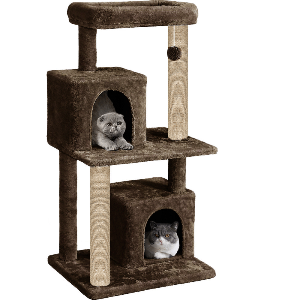 Furrlovers Multi Level Plush Cat Tree with Jute Scratching Posts & 2 Condos