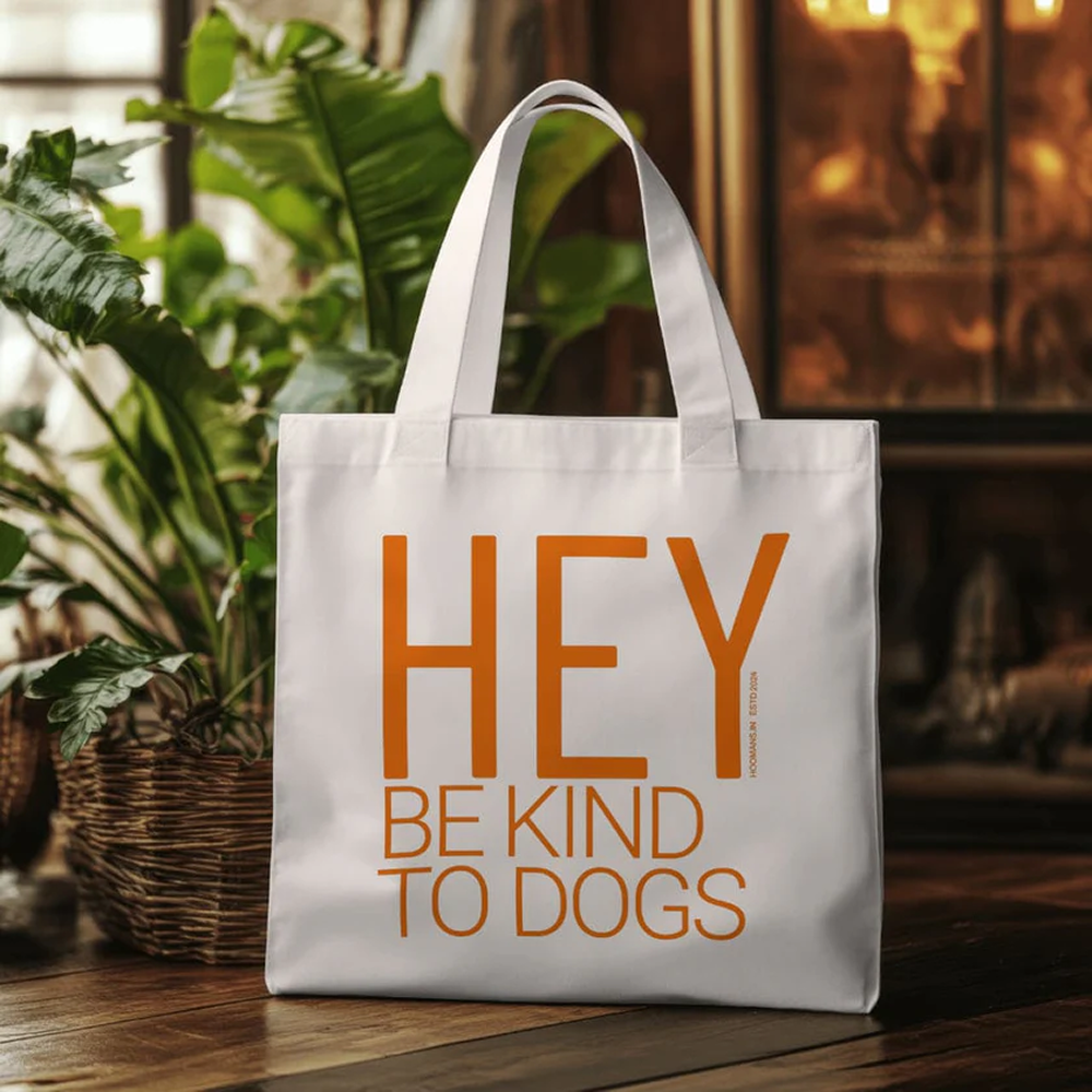 Hoomans Be Kind to Dogs Tote Bag for Women (White)