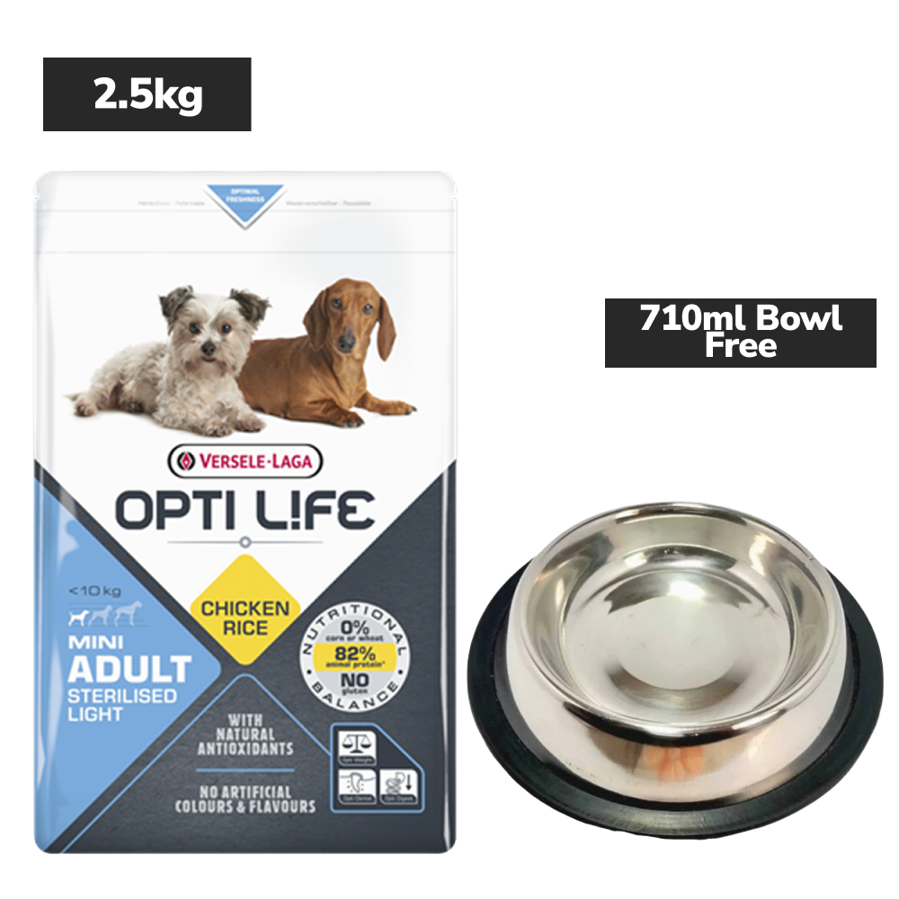 Versele Laga Opti Life Chicken & Rice Mini Sterilised/Neutered Adult Dog Dry Food image 2