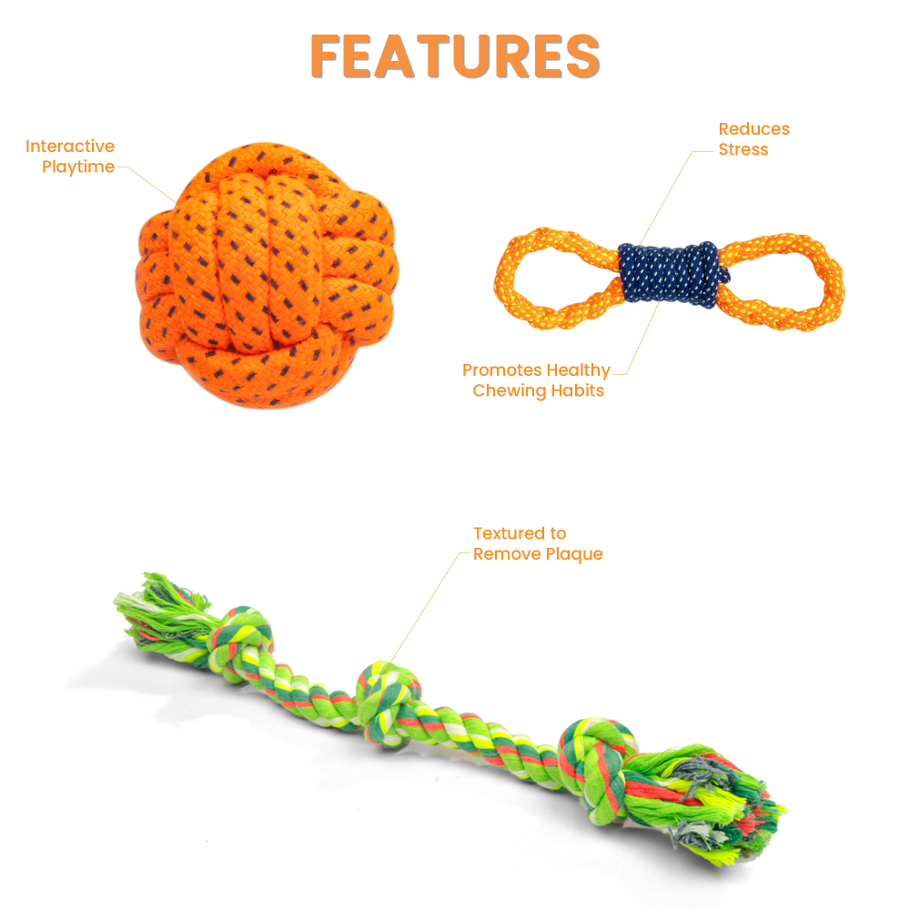Kibbo Non Toxic and Durable Rope Chew Toy for Dogs and Cats (Pack of 3) image 2
