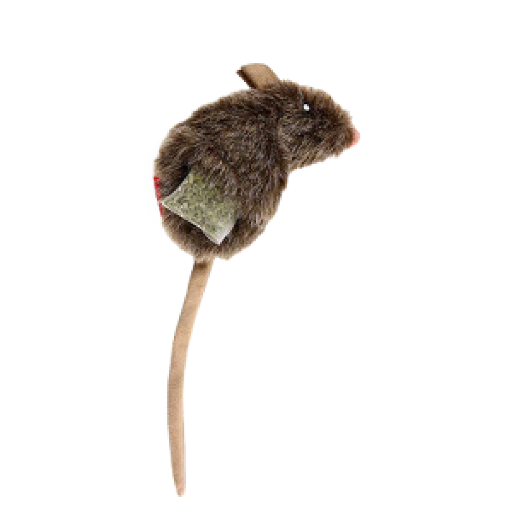 GiGwi Mouse Refillable Catnip with 3 Catnip Teabags in Ziplock Bag Toy for Cats (Brown) image 5