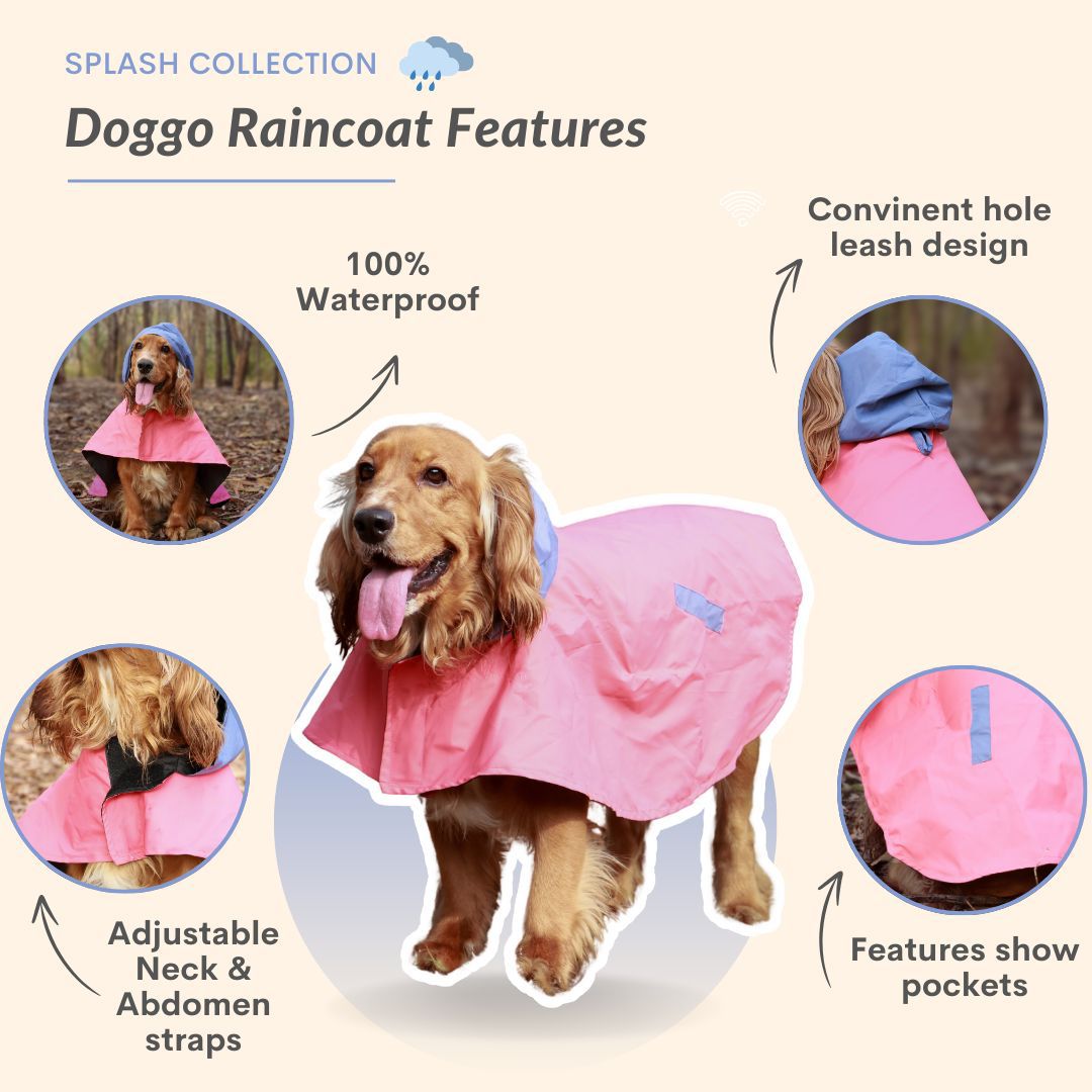 Pet Set Go Dual Colour Cape Style Raincoat for Dogs (Pink) image 3