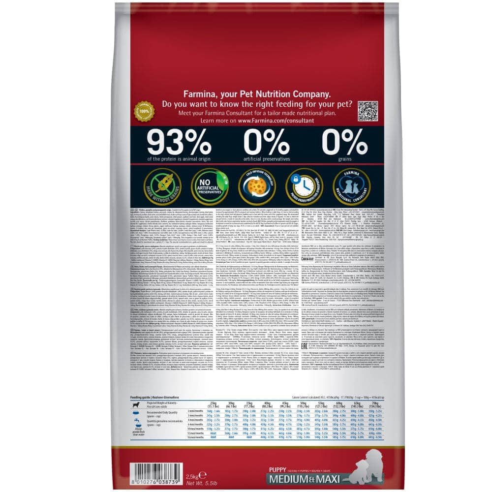 Farmina N&D Pumpkin Chicken & Pomegranate Grain Free Puppy Medium Maxi Dog Dry Food image 3