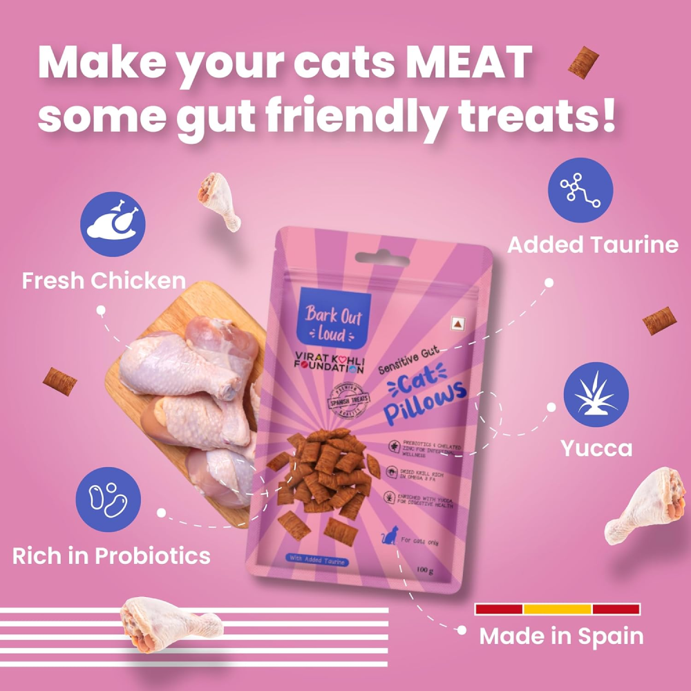 Bark Out Loud by Vivaldis Pillows for Sensitive Gut & Hairball Control Cat Treats Combo image 3