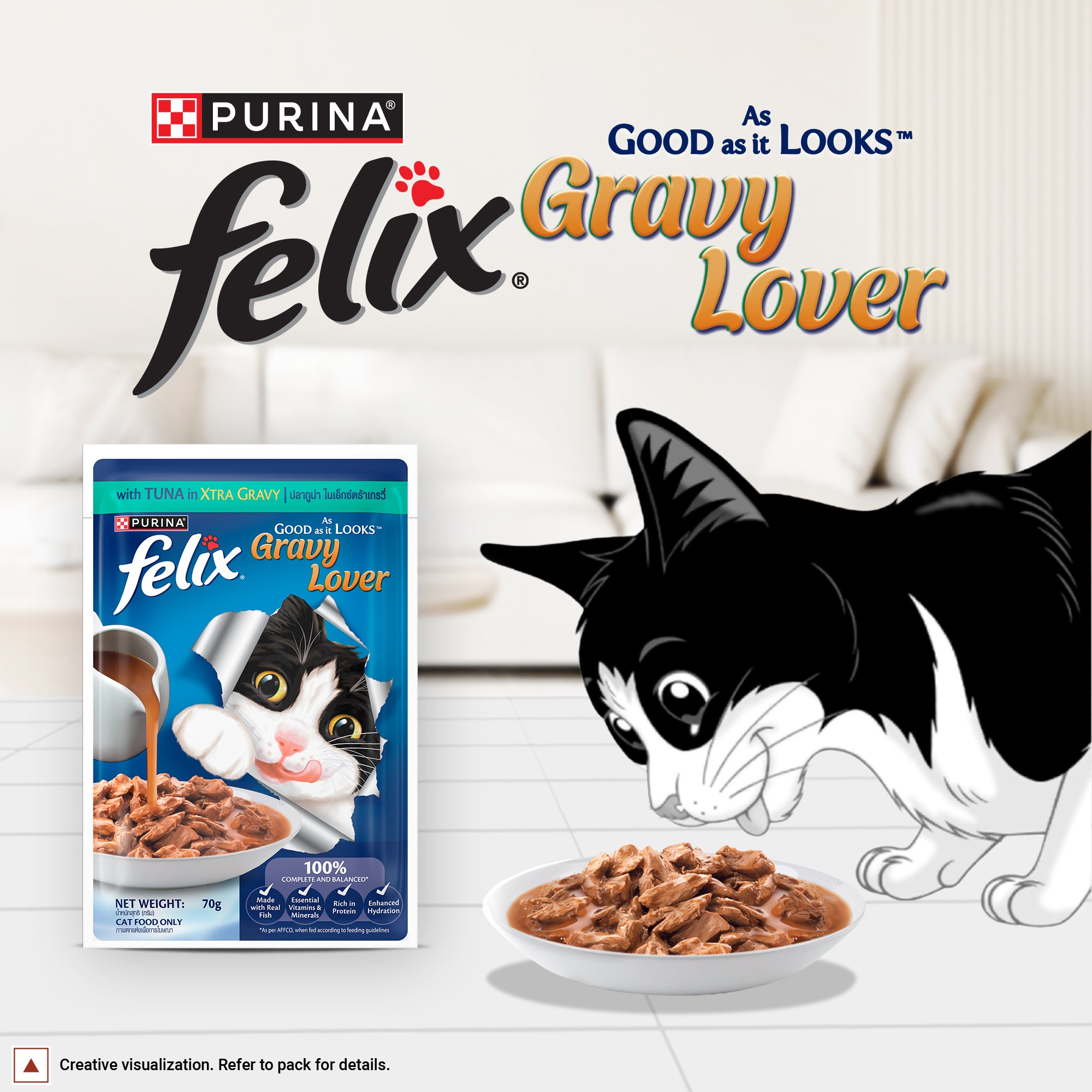 Purina Felix Gravy Lover Tuna Chunks Adult Complete and Balanced Cat Wet Food image 2