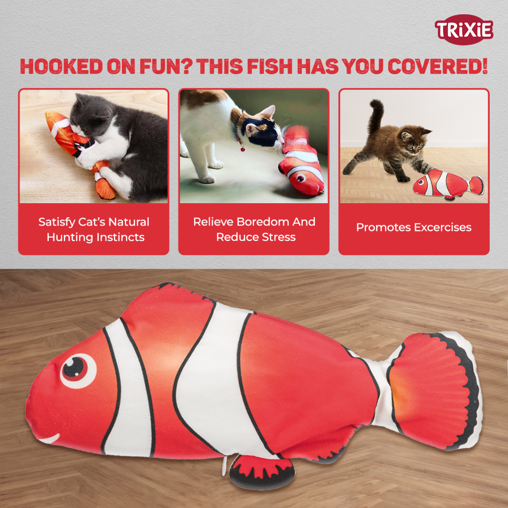 Trixie Wiggly Clown Fish Toy for Cats (Red) image 4