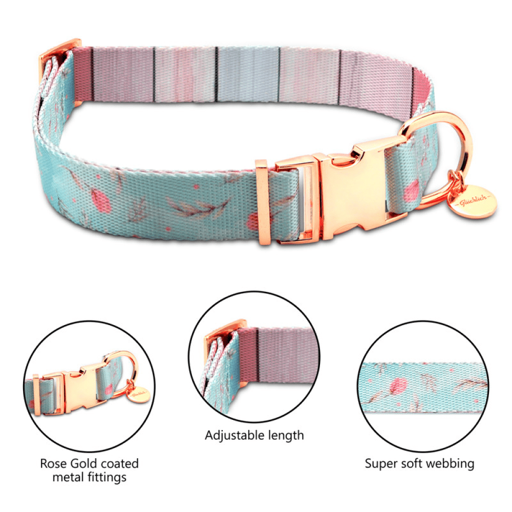 Glucklich Printed Polyester Adjustable Pet Collar for Dogs (Floral Mist) image 3
