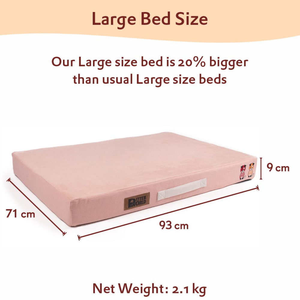 Petter World Micro Fur Orthopedic Mattress Bed with Memory Foam Base for Dogs (Peach Pearl) image 4