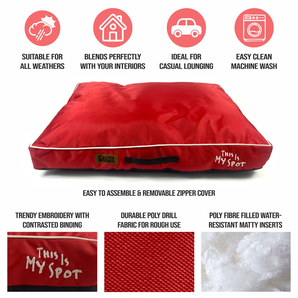 Petter World Waterproof Easy Clean Monsoon Bed with Removable & Washable Cover (Cherry Red) image 3