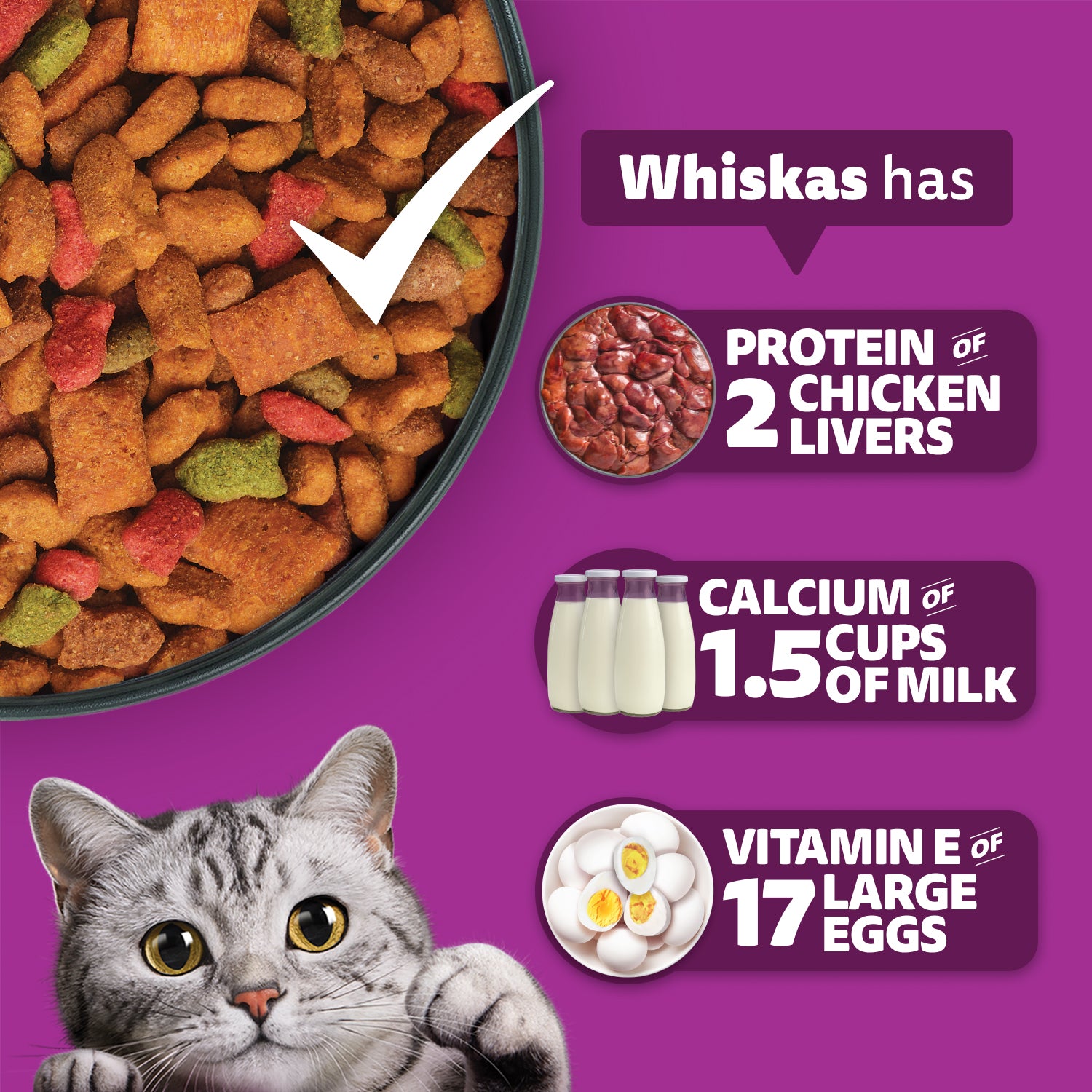 Whiskas Ocean Fish Flavour Adult Cat Dry Food image 7