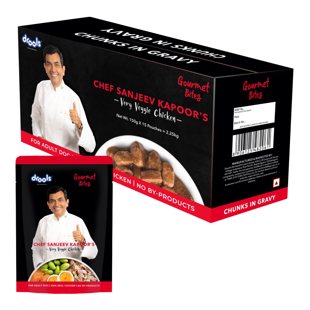 Drools Gourmet Bites Sanjeev Kapoor Recipe Very Veggie Chicken Adult Dog Wet Food image 7