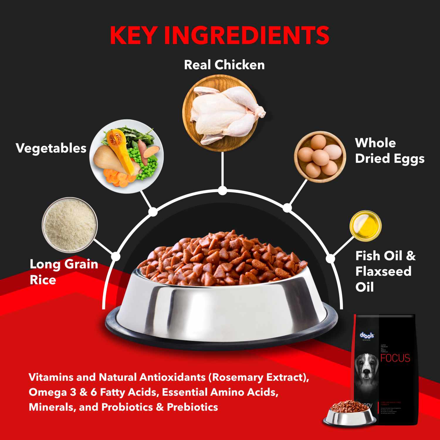 Drools Focus Super Premium Puppy Dry Food and Real Chicken & Chicken Liver Chunks in Gravy Puppy Wet Food Combo image 8