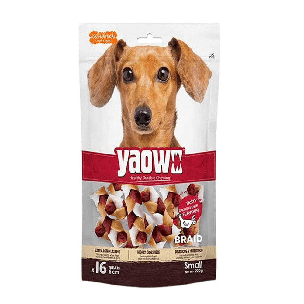 Gnawlers Yaowo Braid Chicken and Liver Dog Treats (6cm) image 2