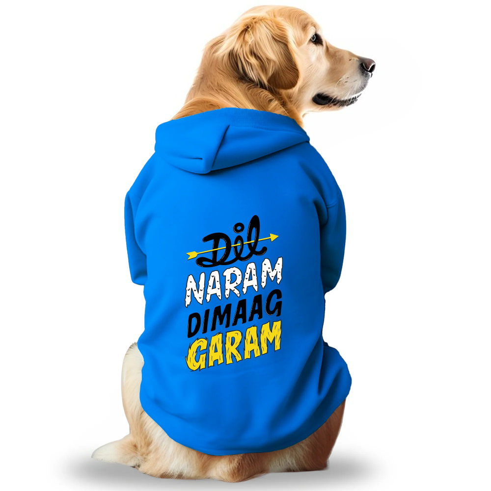 Pawsindia Dil Naram Dimag Garam Hoodie for Dogs (Blue)