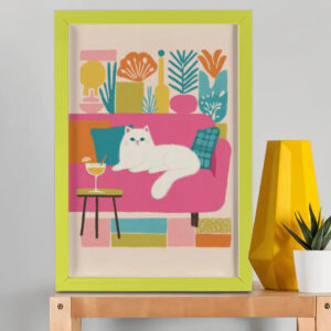 EverythingBoho The Cool Persian Cat Wall Art (Olive Green)