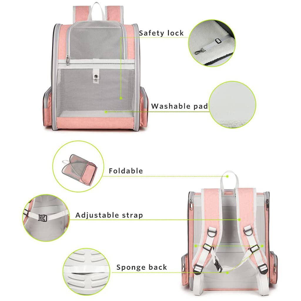 QPets Expandable Backpack for Dogs and Cats (Pink) image 2