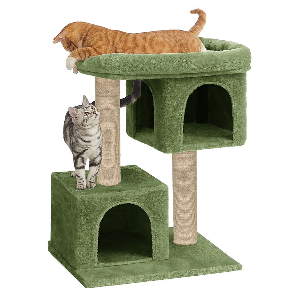 Furrlovers Activity Kitten Tree with Plush Fur Fabric and Detachable Bed (Green)