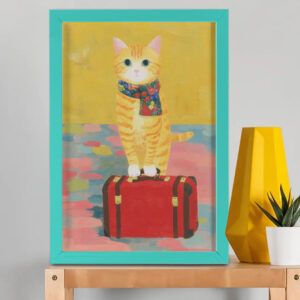 EverythingBoho The Solo Traveller Cat Wall Art (Bottle Green)