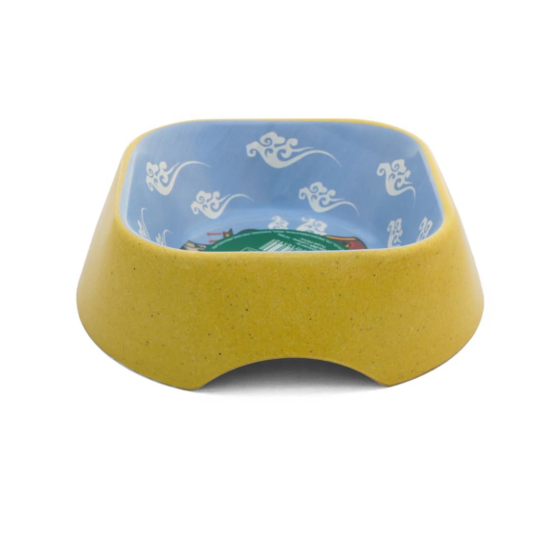 Healing Leaf Eco Friendly Bamboo Bowl for Dogs and Cats (Yellow)