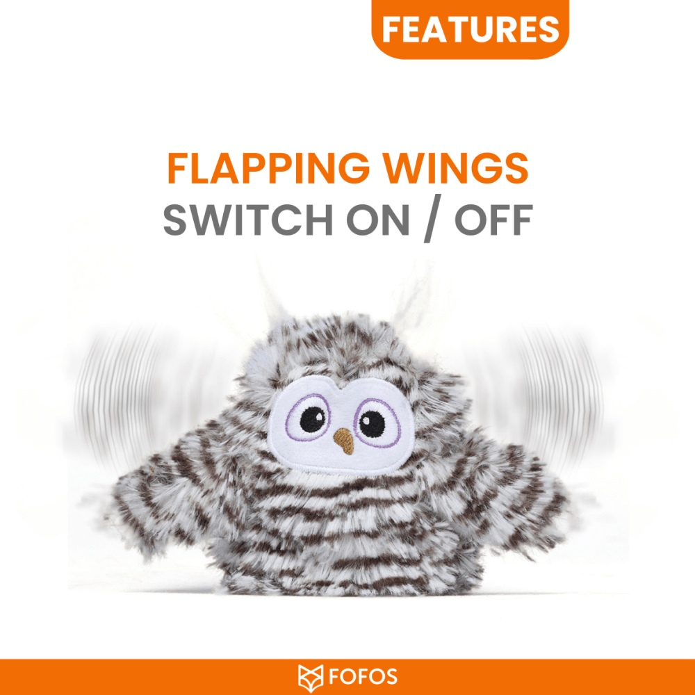 Barkbutler x Fofos Flapping Owl Chirping Interactive Toy for Cats (Brown) image 3