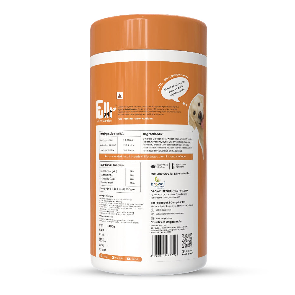 Fullr Digestive Care Dog Treats Pumpkin & Chicory Extract Soft & Chewy Sticks for Dogs image 2