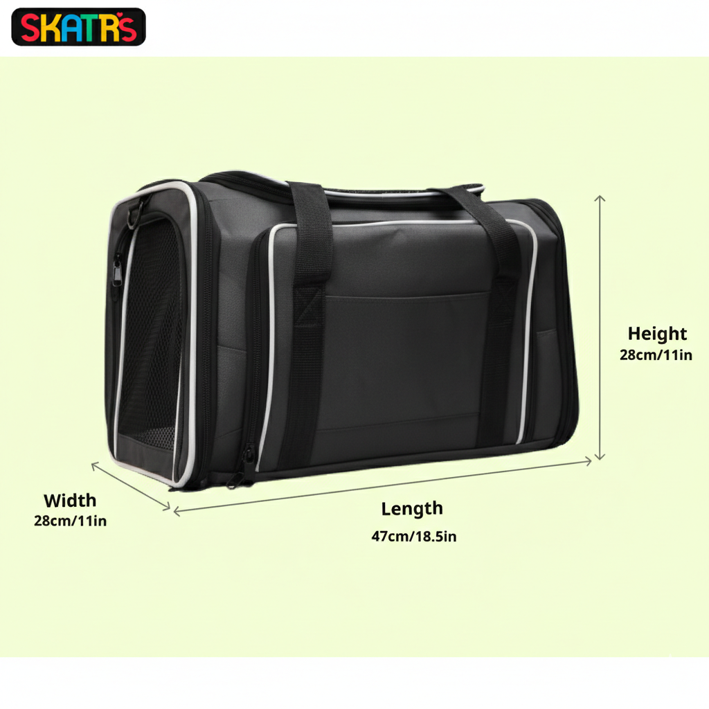 Skatrs Foldable Expandable Pet Travel Carrier Bag for Small Dogs, Adult Cats & Kittens (Grey) image 2