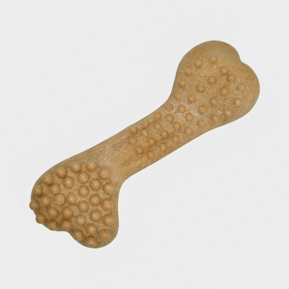 Barkbutler x Fofos Woodplay Brush Bone Toy for Dogs | For Chewers (Brown)