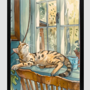 EverythingBoho The Chilling Cat Boho Wall Art (Black)