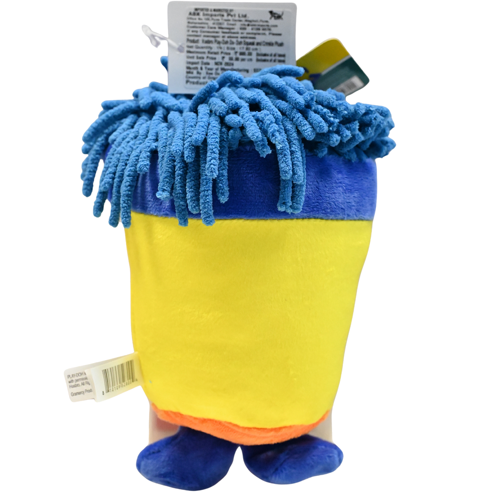 Nerf Dog Hasbro Squeak and Crinkle Plush Toy for Dogs (Yellow/Blue) image 2