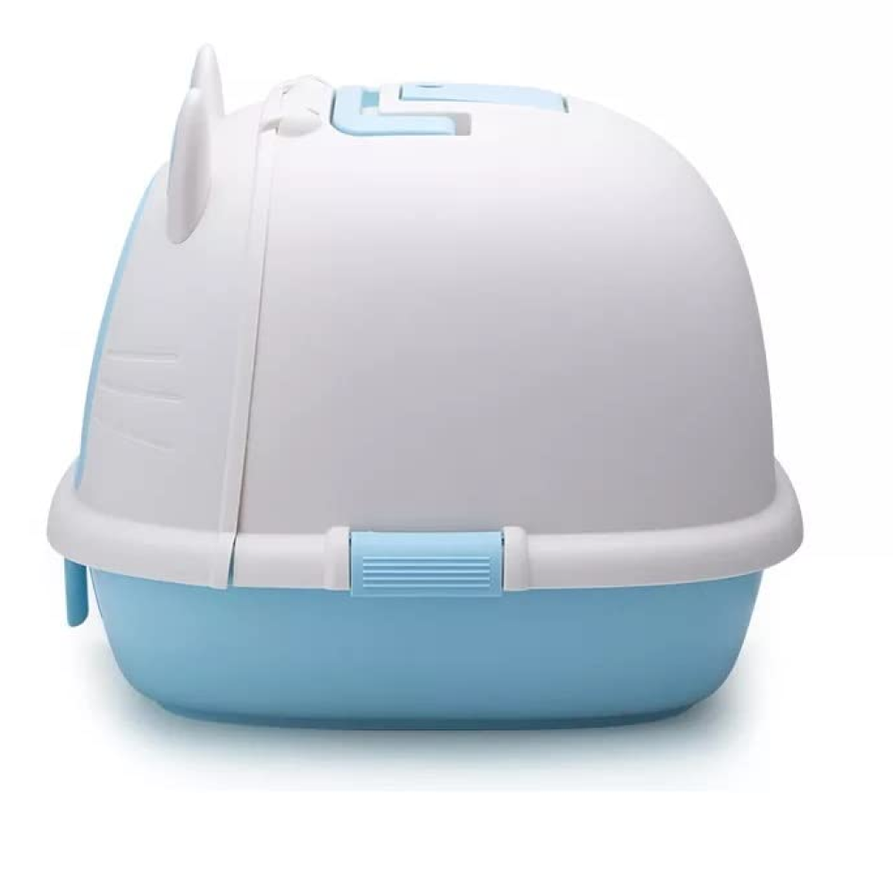 PetGains Fully Enclosed Litter Box Deodorant Anti Stink Toilet for Cats (Blue/White) image 4