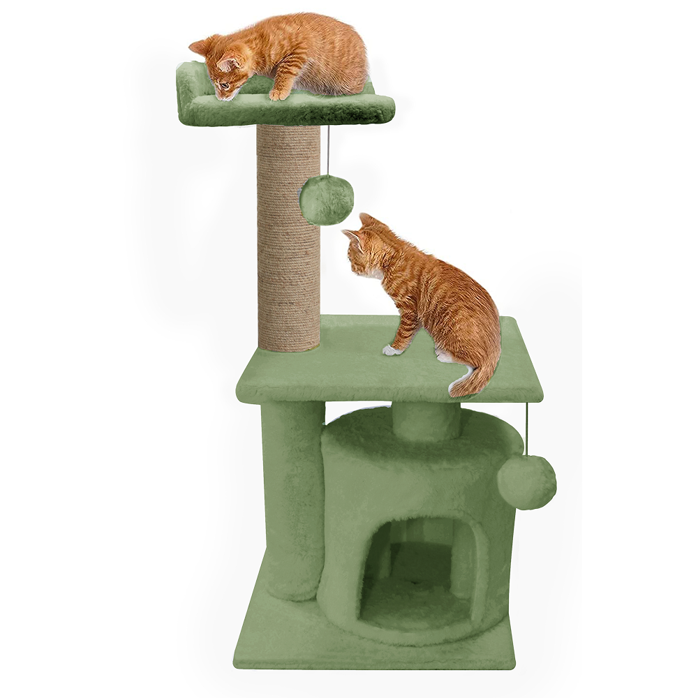 Furrlovers 2 Floor Soft Fur Scratching Post & Cat Tree with Natural Sisal Rope image 5