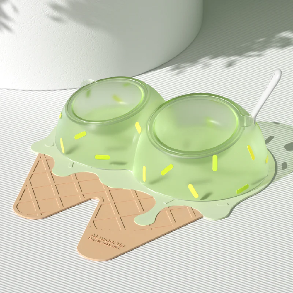Talking Dog Club Kiwi Ice Cream Bowl for Cats (Green) image 2